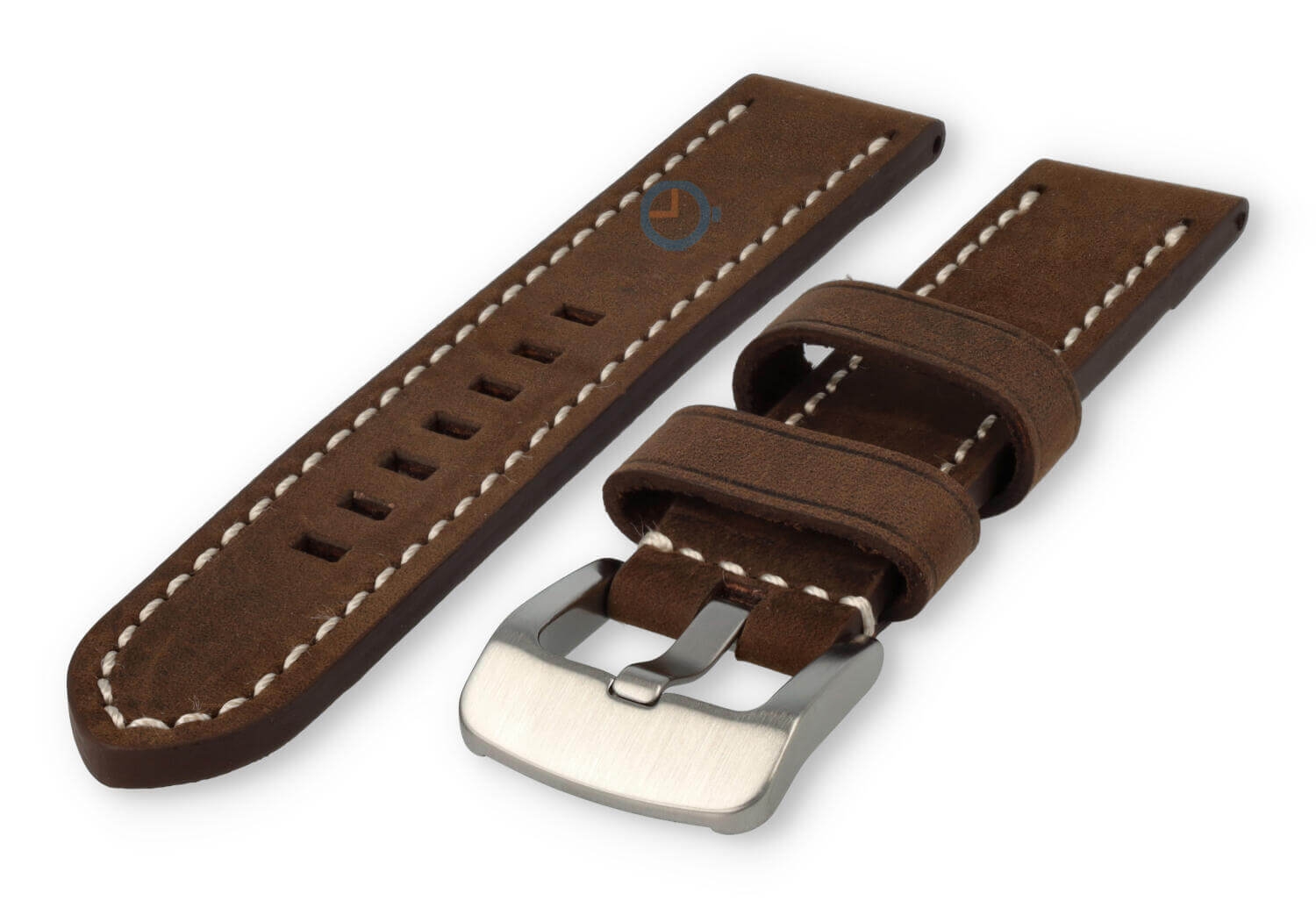 Water-repellent leather watch strap - 20mm - dark brown