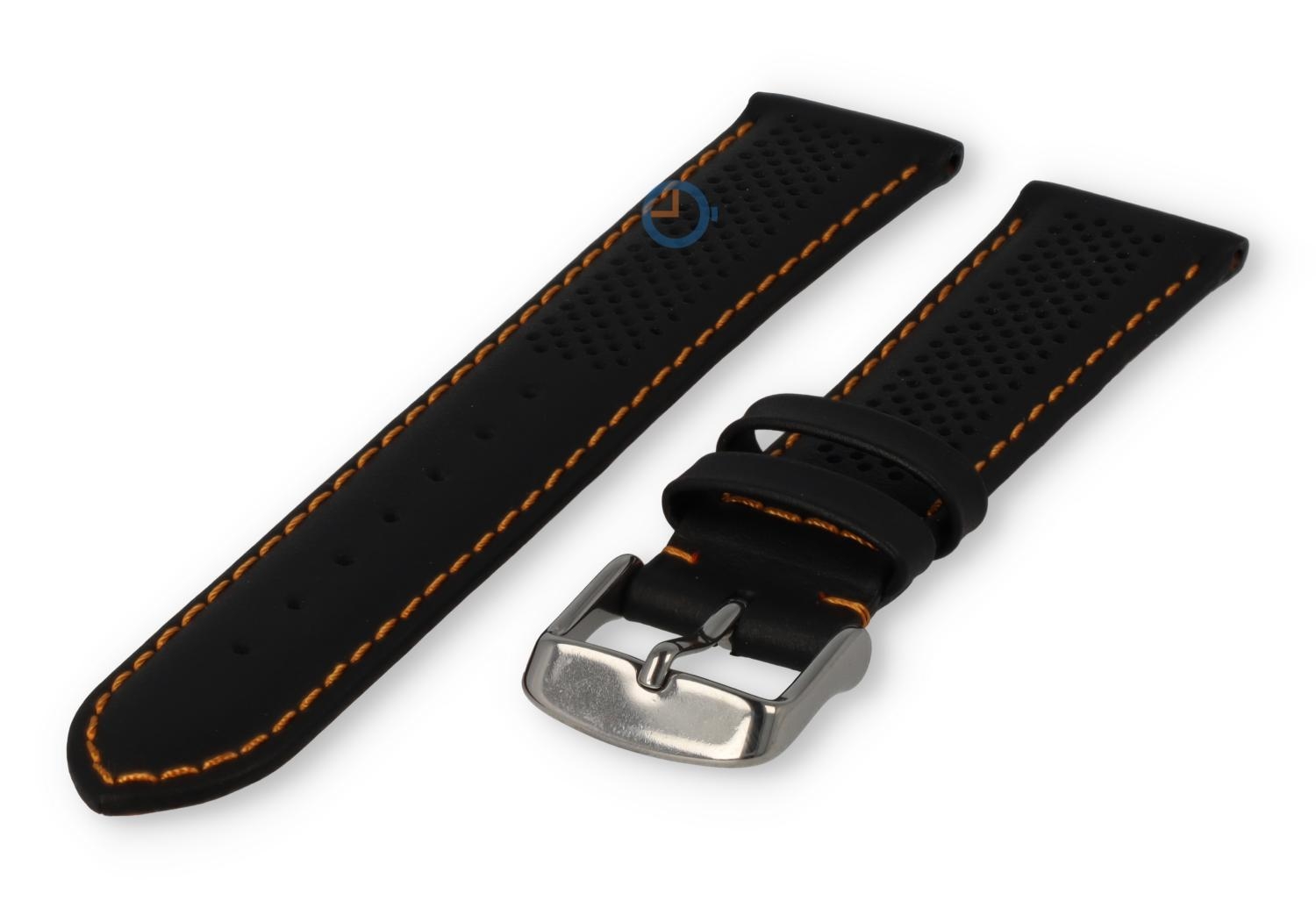 18mm hybrid strap - black with orange
