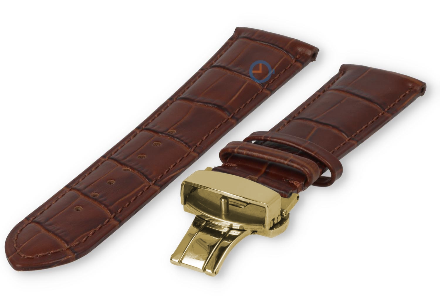 Luxe Tissot horlogeband donkerbruin leer - vlindersluiting (goud) - 22mm