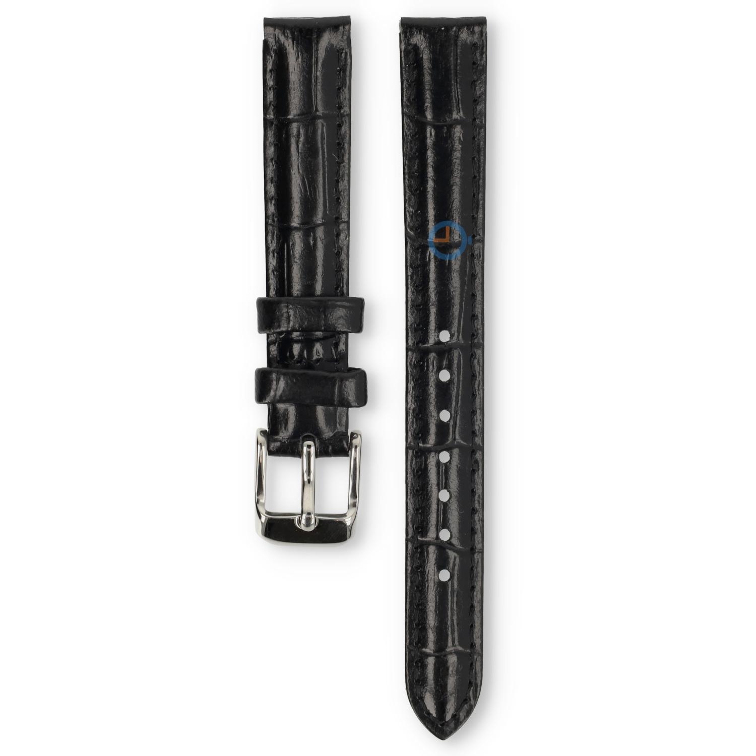 Universal 13mm black leather watch strap - Lorus