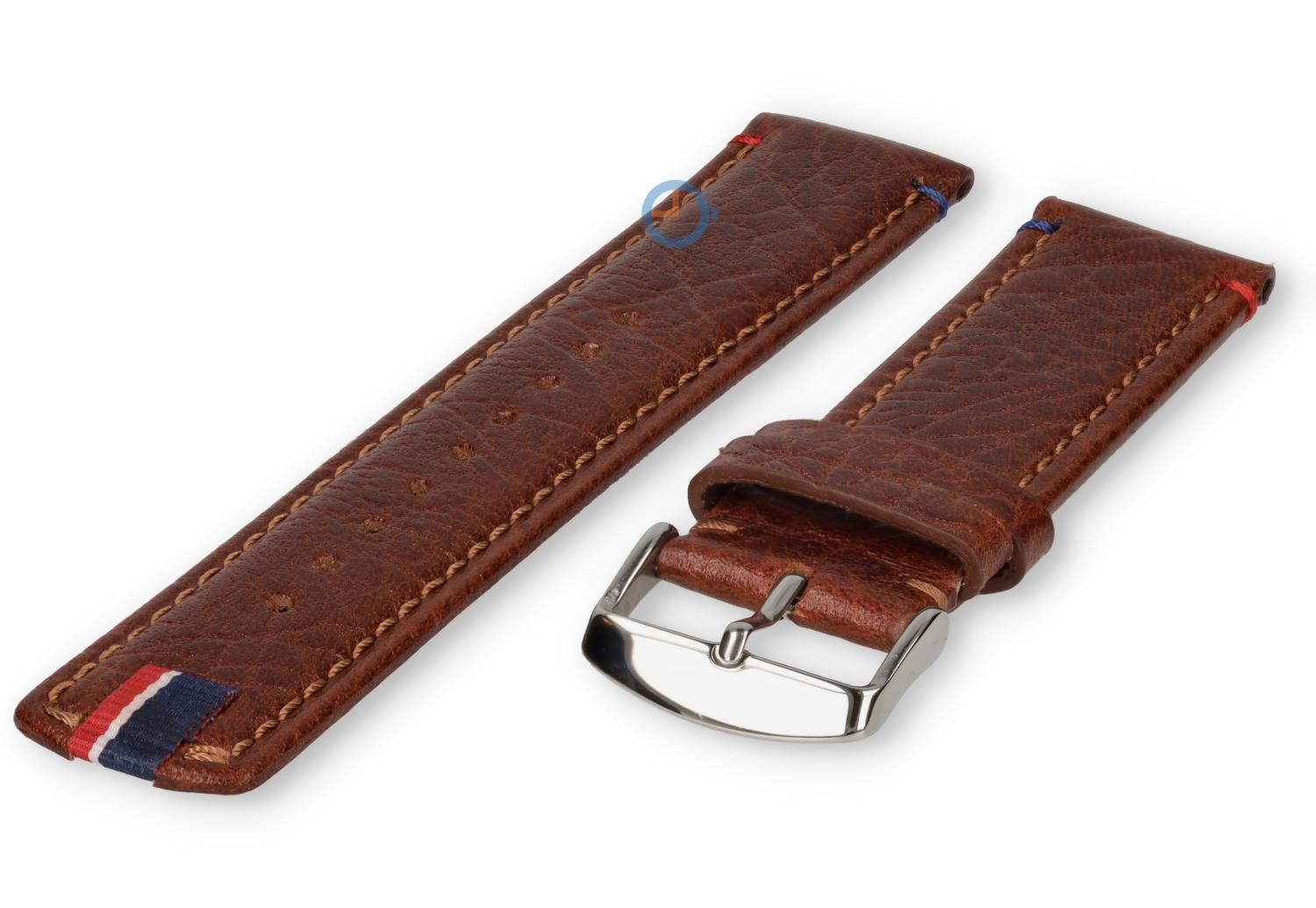 22mm dark brown leather watch strap