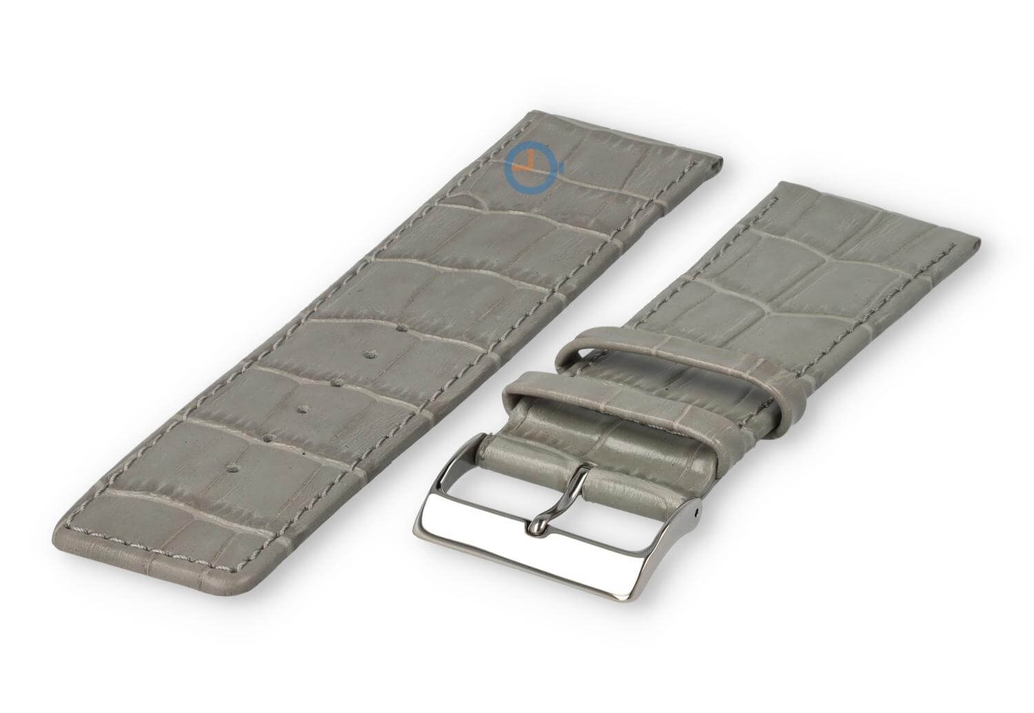 Calfskin strap with croco-relief - 28mm - lightgrey