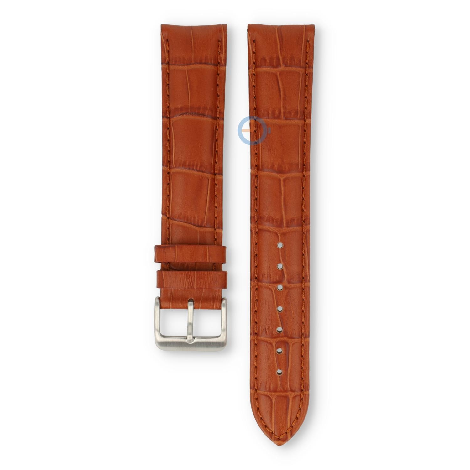 Extra long watch strap - croco leather - 20mm - cognac
