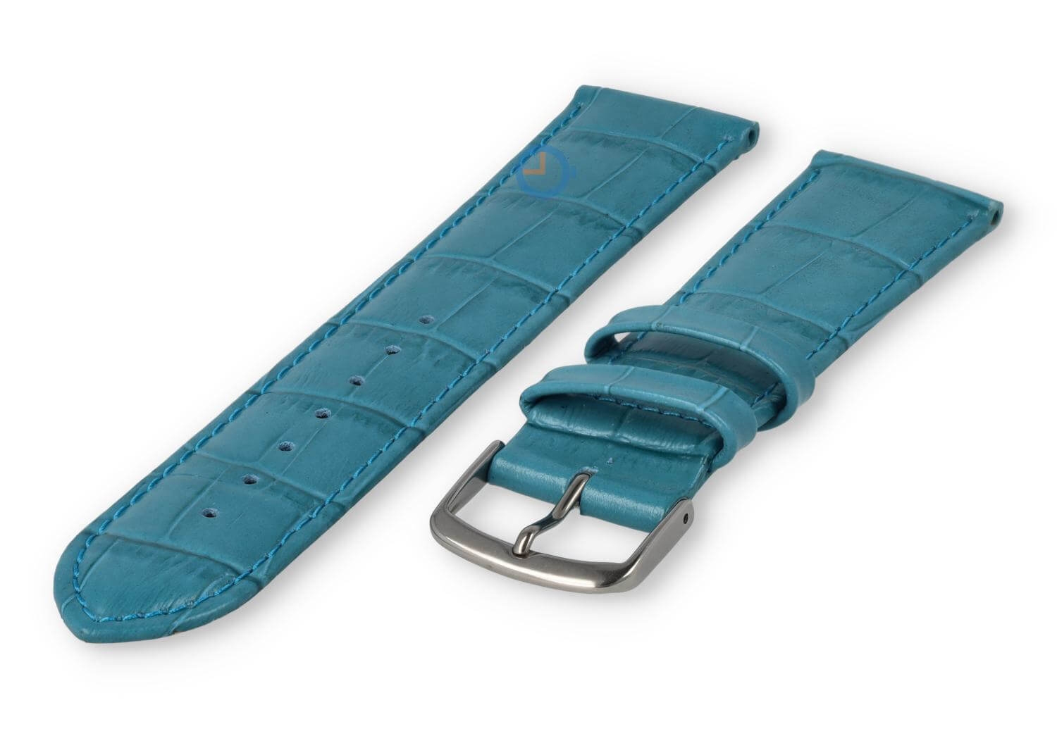 Leather watch strap croco - 20mm - petrol