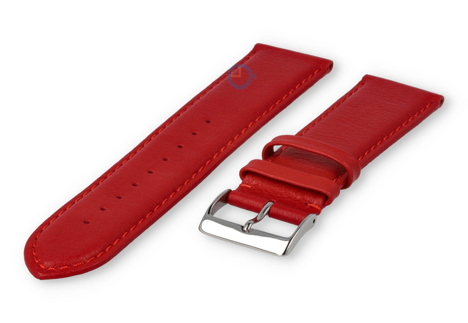 22mm watch strap smooth leather - dark red