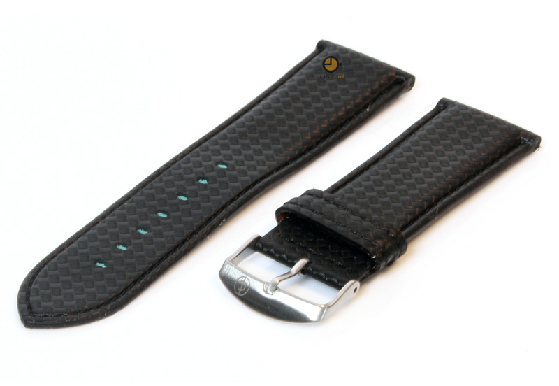 Waterproof black watchstrap 24mm