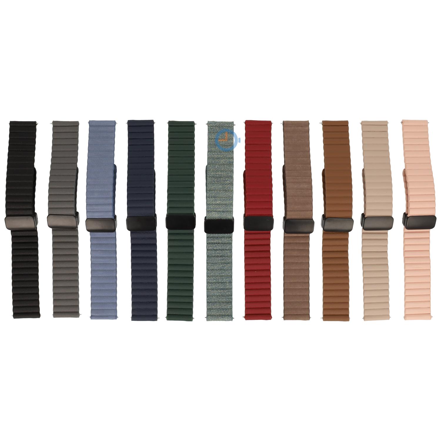 Magnetic leatherstrap - 20mm - Denim Green