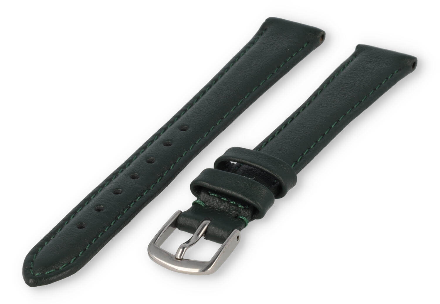 XL watch strap smooth leather - 16mm - dark green