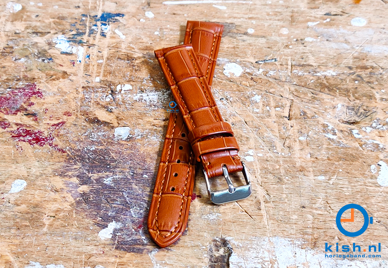 Horlogeband 18mm croco leer lichtbruin