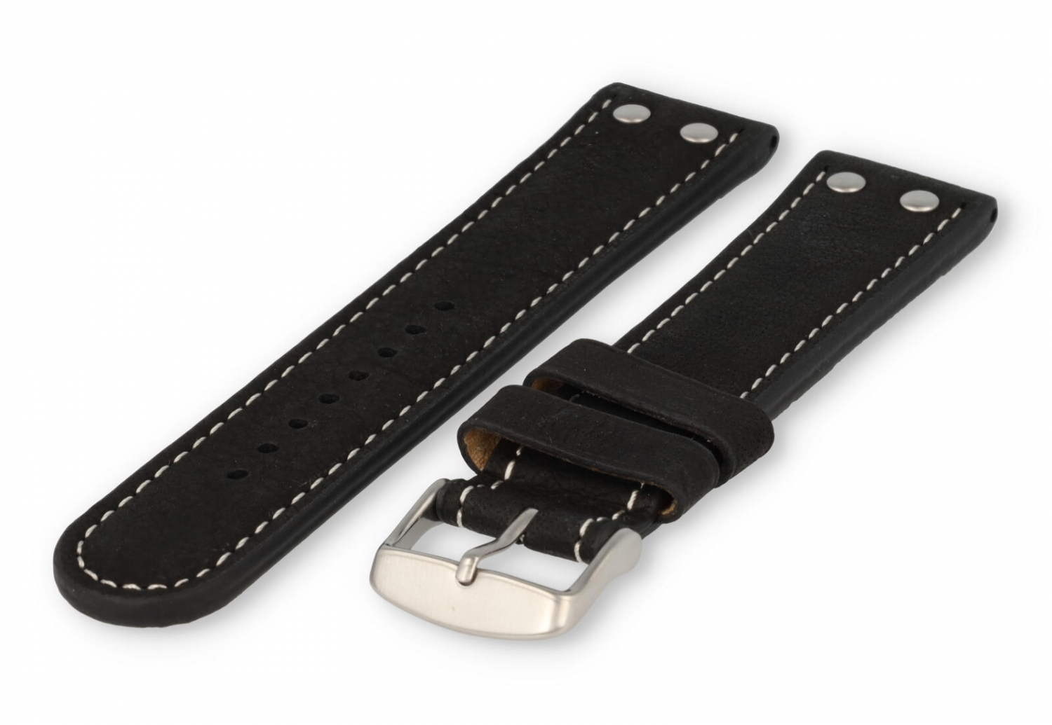 Flieger XL watch band 24mm black leather