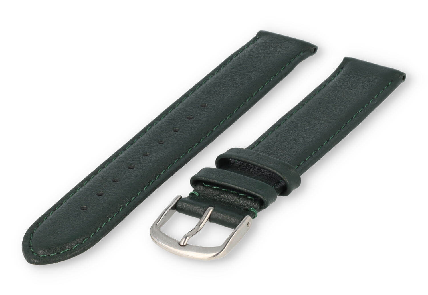 XL watch strap smooth leather - 18mm - dark green