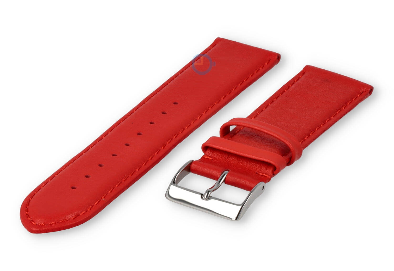 24mm watch strap smooth leather - bright red