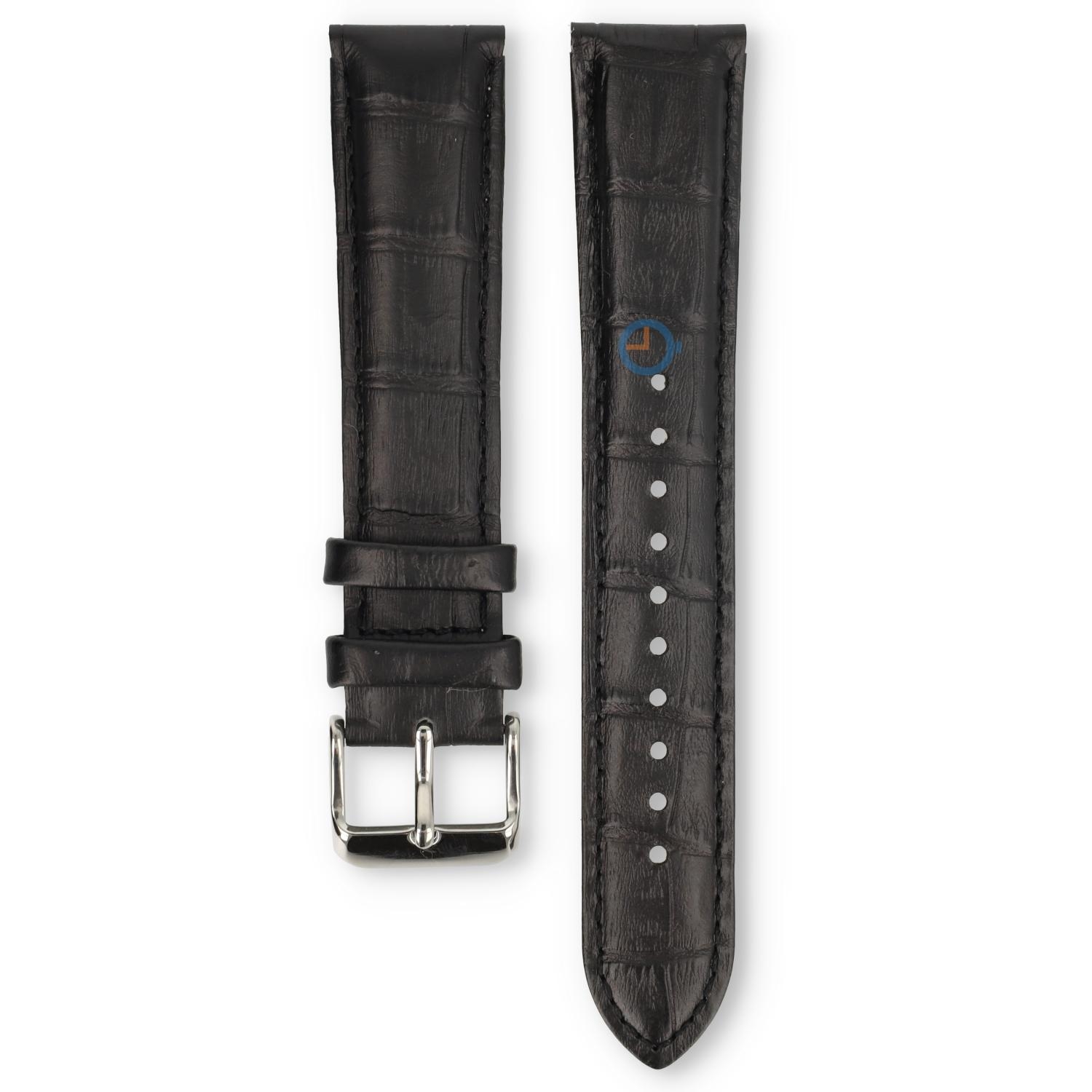 Universal 22mm black leather watch strap - Pulsar