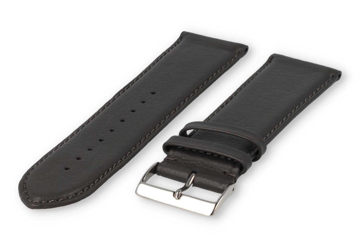 XL watch strap smooth leather - 28mm - darkgrey