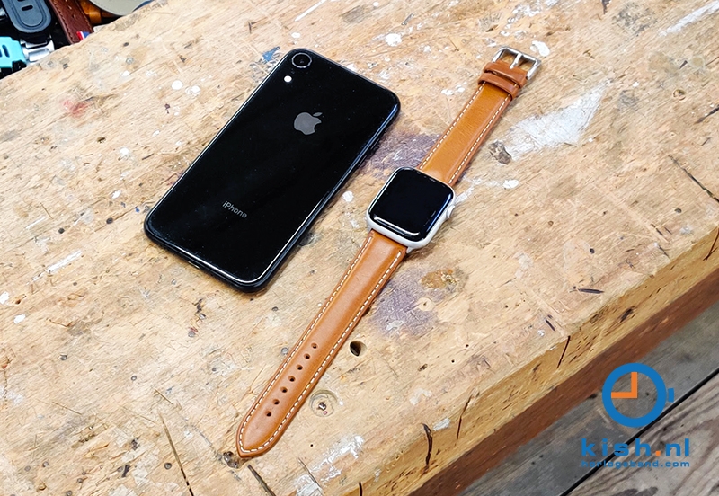 Extra lange Apple Watch bandje lichtbruin leer (XXL) - 42/44/45mm