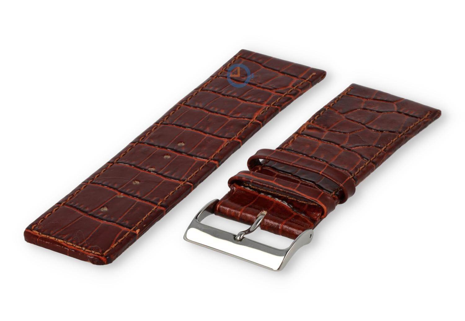 Calfskin strap with croco-relief - 28mm - rust-brown
