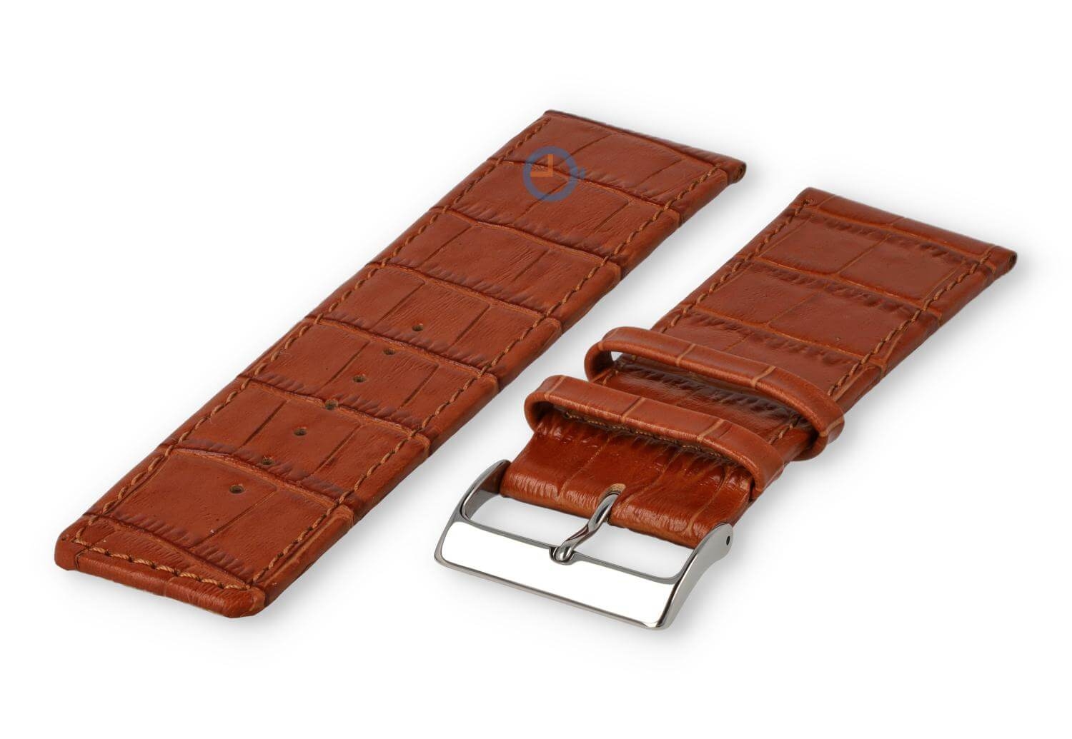 Calfskin strap with croco-relief - 28mm - brown