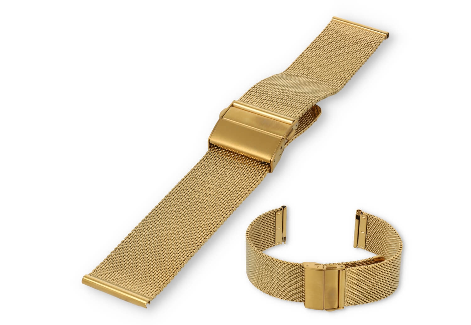 Mesh watch strap 20mm gold - Adjustable security clasp