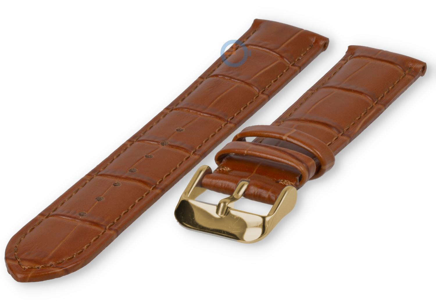 21mm - cognacbrown - leather strap with croco - gold