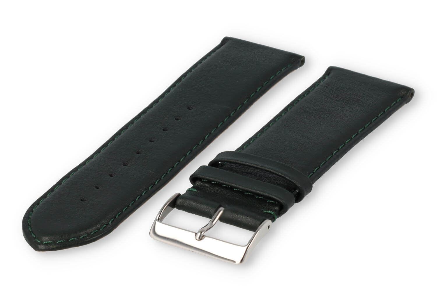 XL watch strap smooth leather - 28mm - dark green