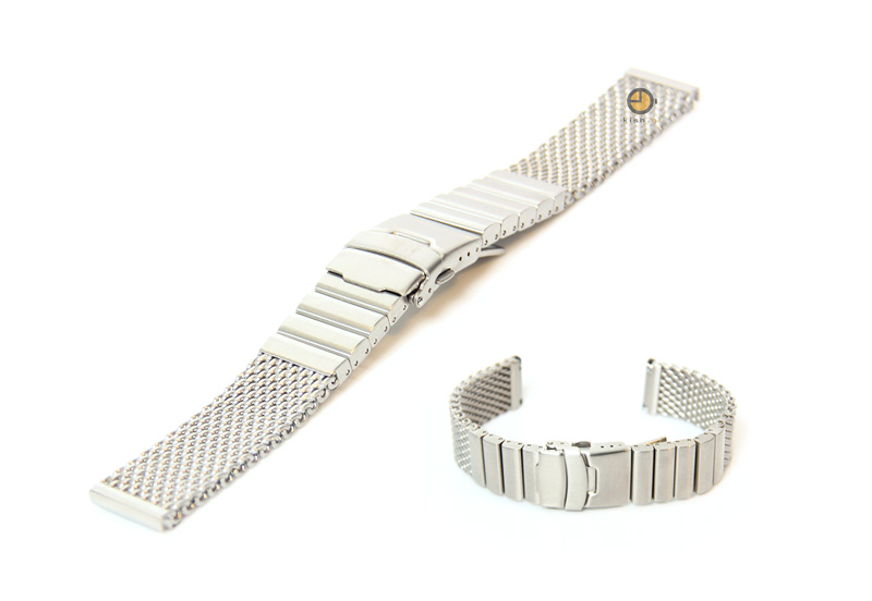 Watchstrap 24mm milanees matt silver