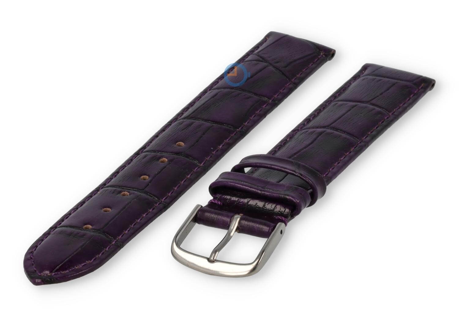 XL leather strap with frizzled print - 16mm - eggplant