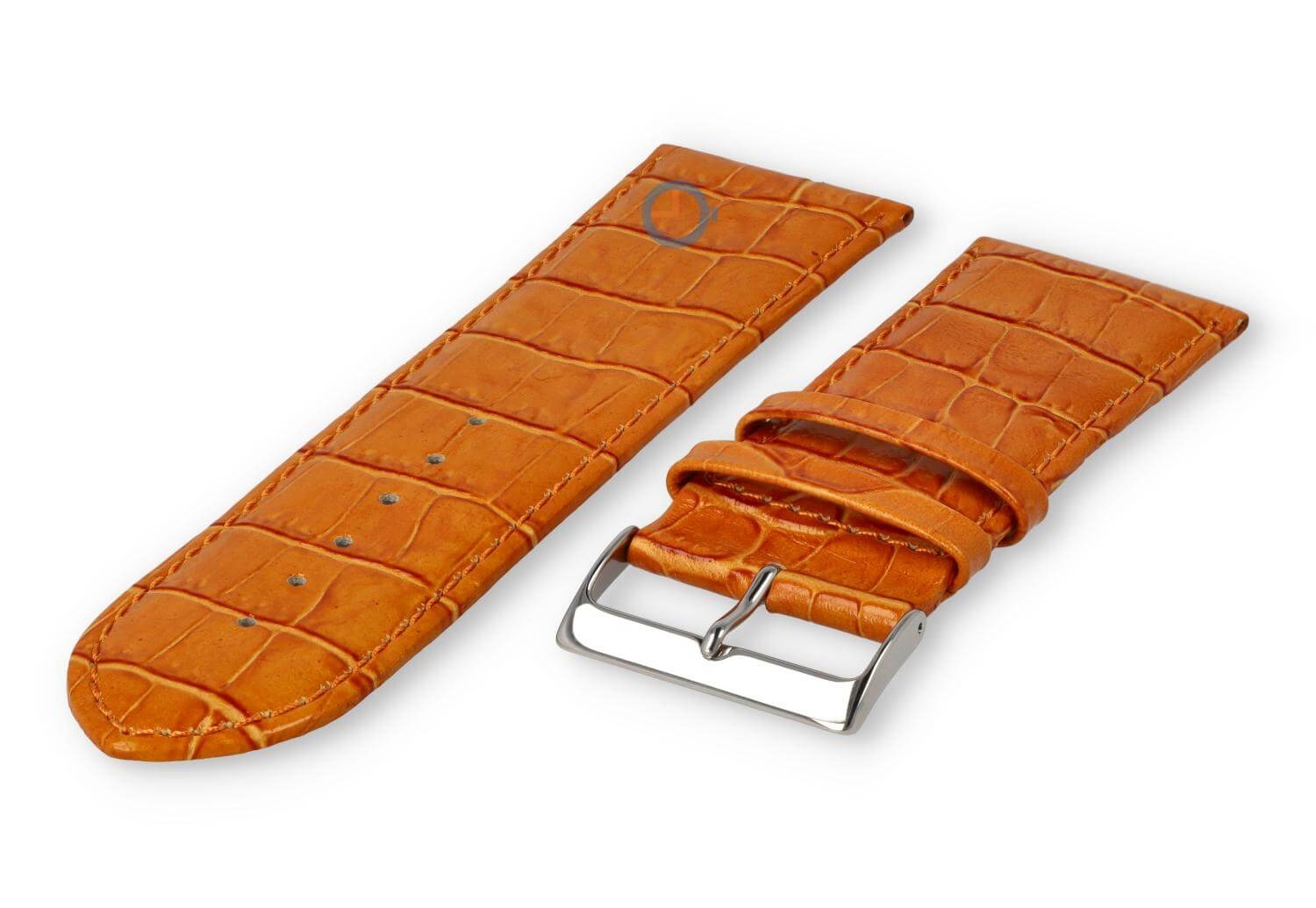 Calfskin strap with croco-relief - 28mm - orange