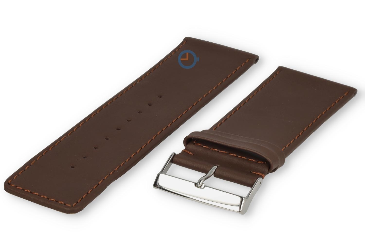 Glad leder horlogeband - 32mm - dark-brown