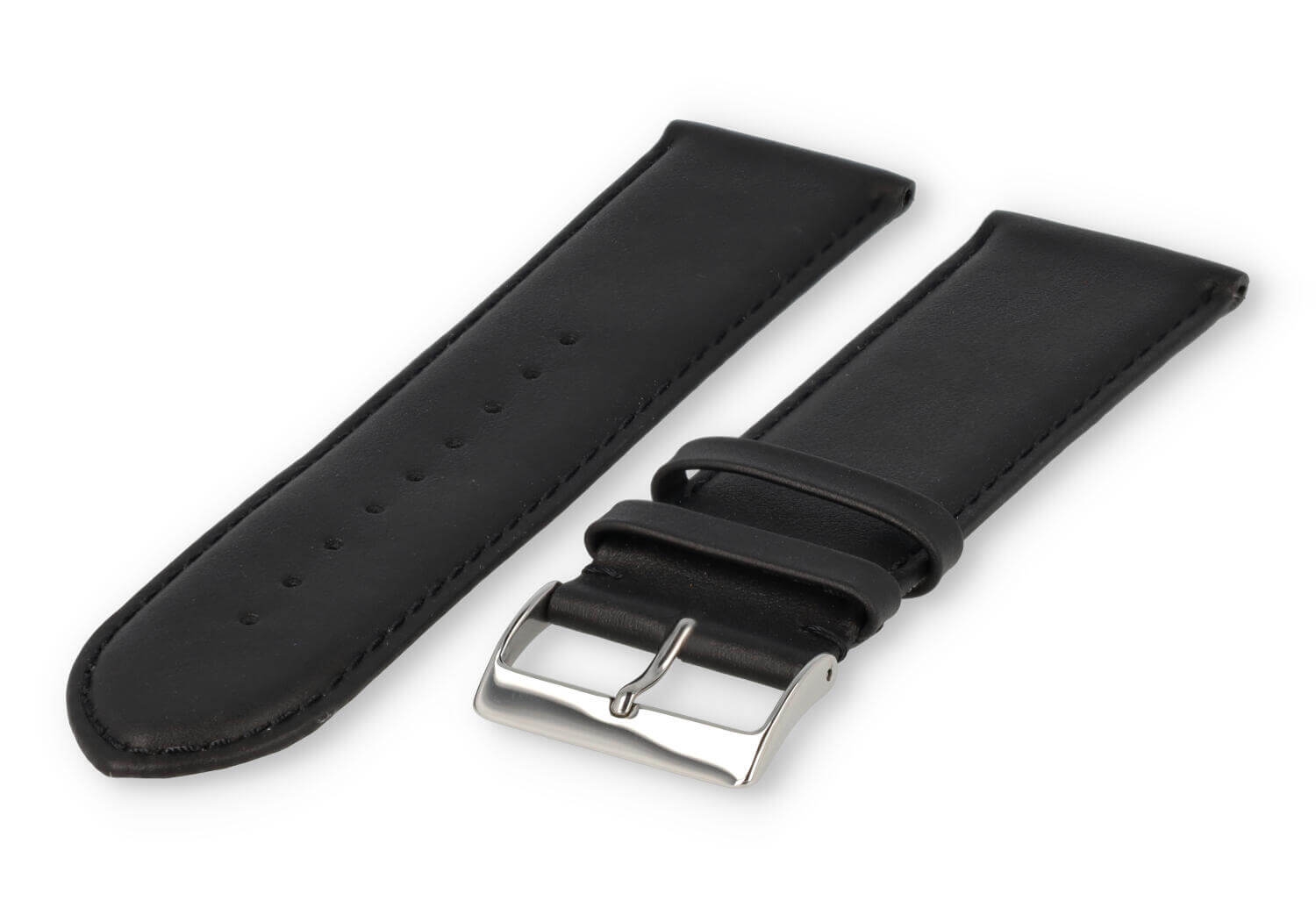 XL watch strap smooth leather - 28mm - black