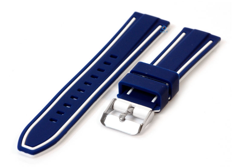 Silcone watch strap 24mm blue/white (reversible)