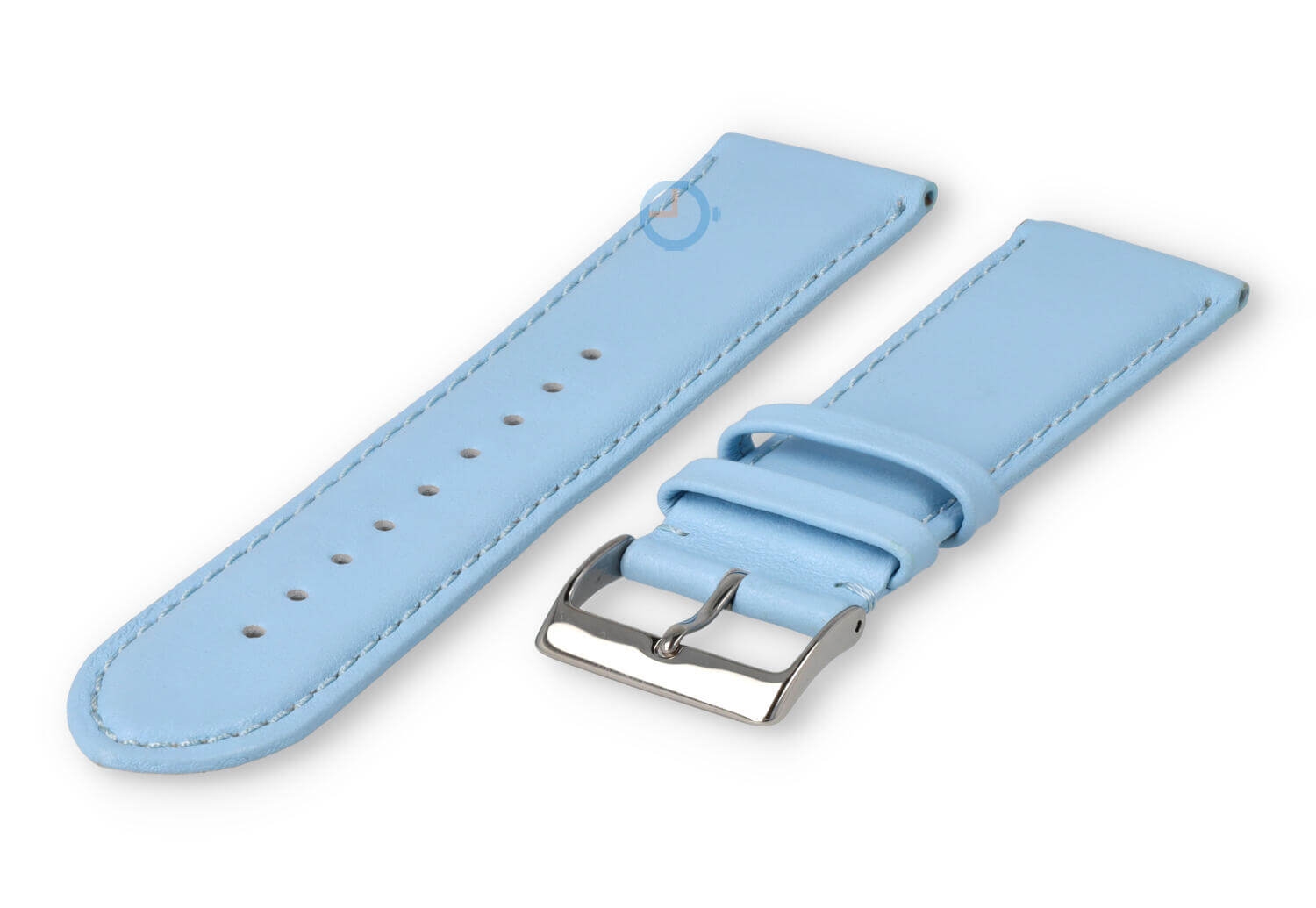 22mm watch strap smooth leather - ice blue