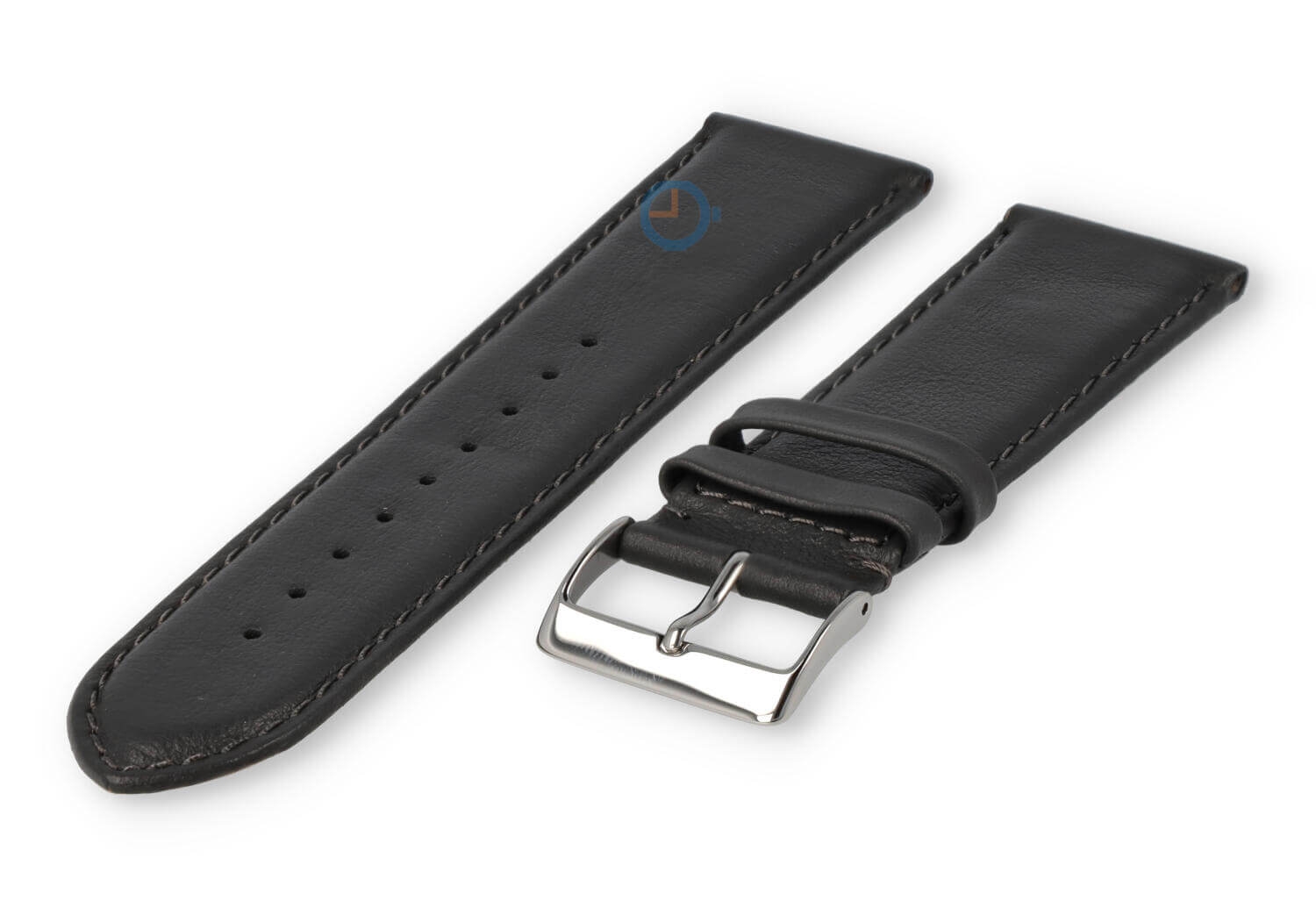 24mm watch strap smooth leather - darkgrey