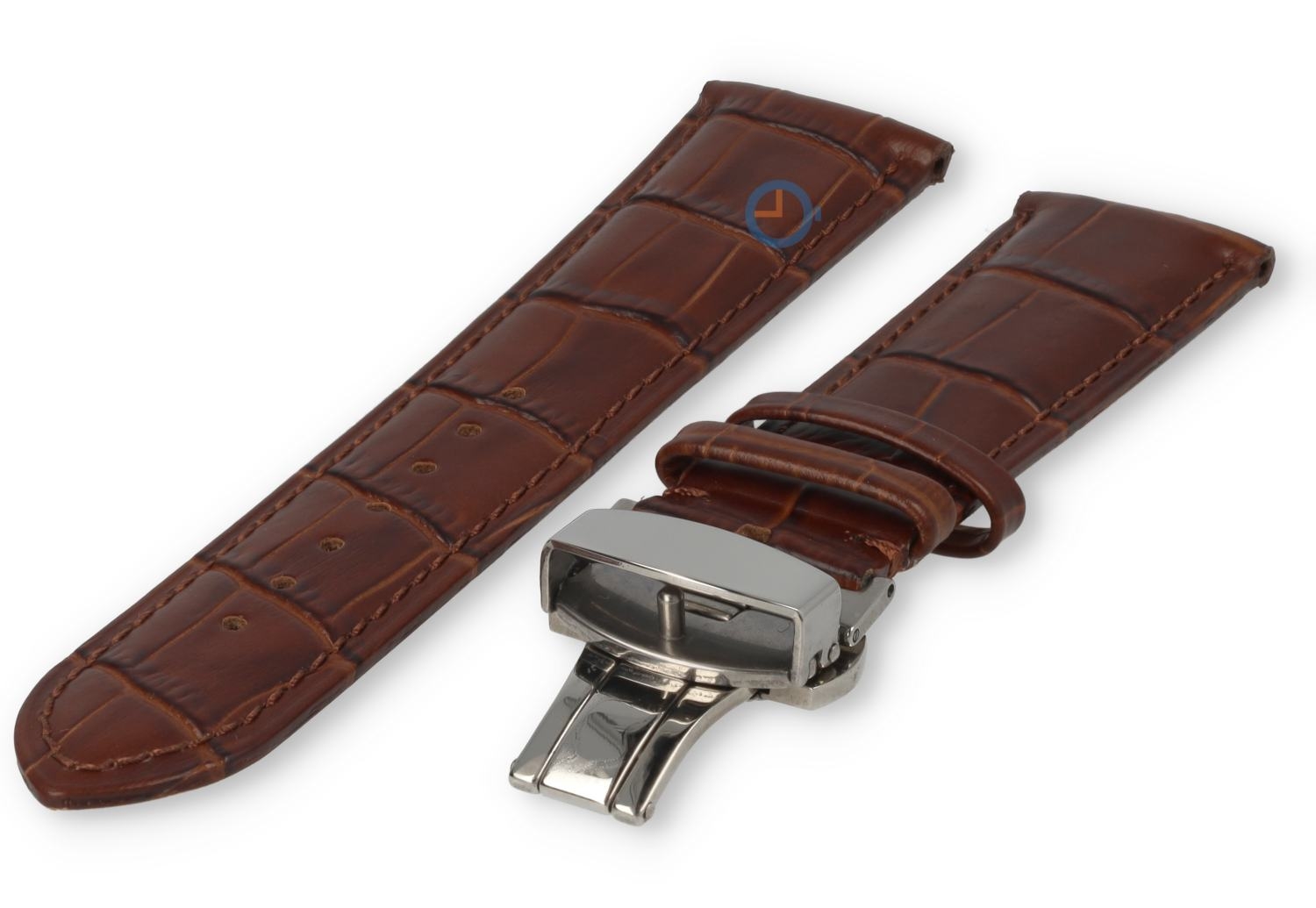 23mm - dark brown - croco leather strap with butterfly-clasp