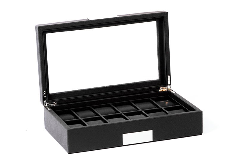 Watch case with leather - Cross grain - 12 watches