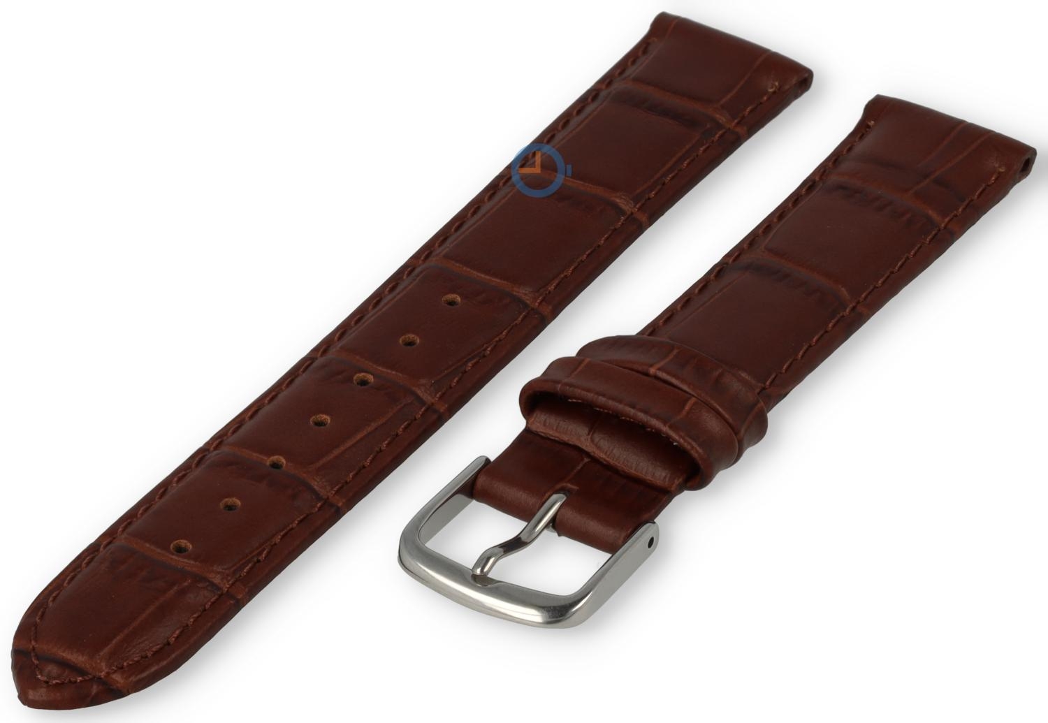 13mm - dark brown - odd-sized leather strap with croco