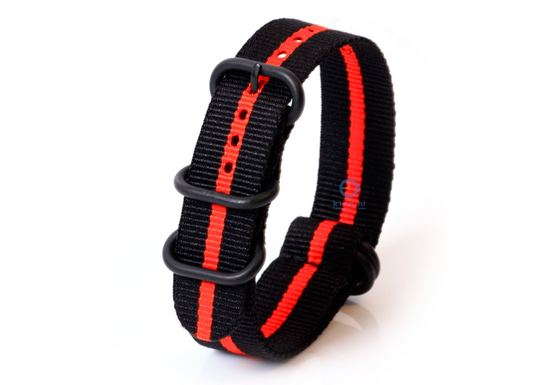 Watch strap nylon 20mm black/red