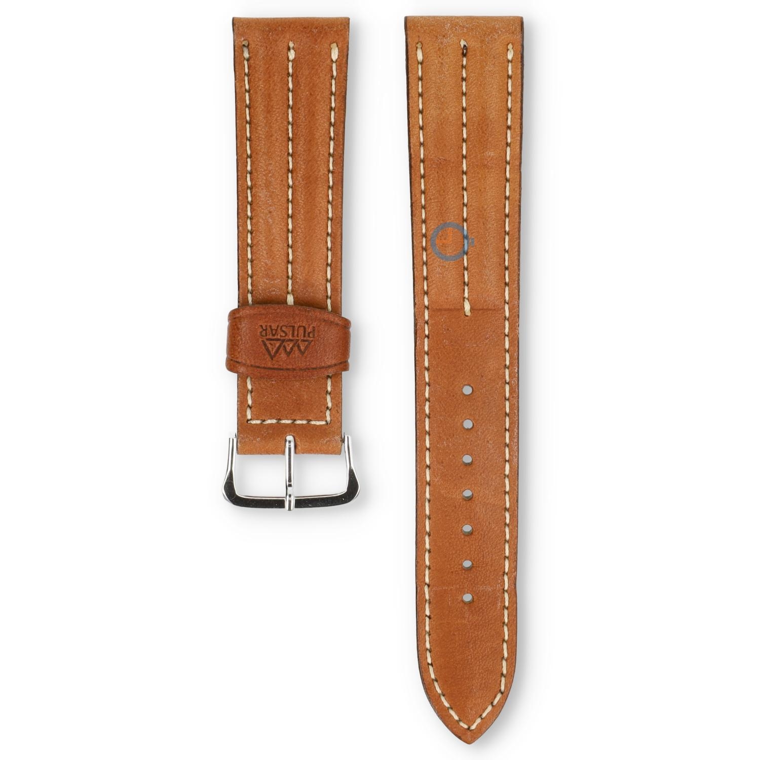 Universal 20mm brown leather watch strap - Pulsar
