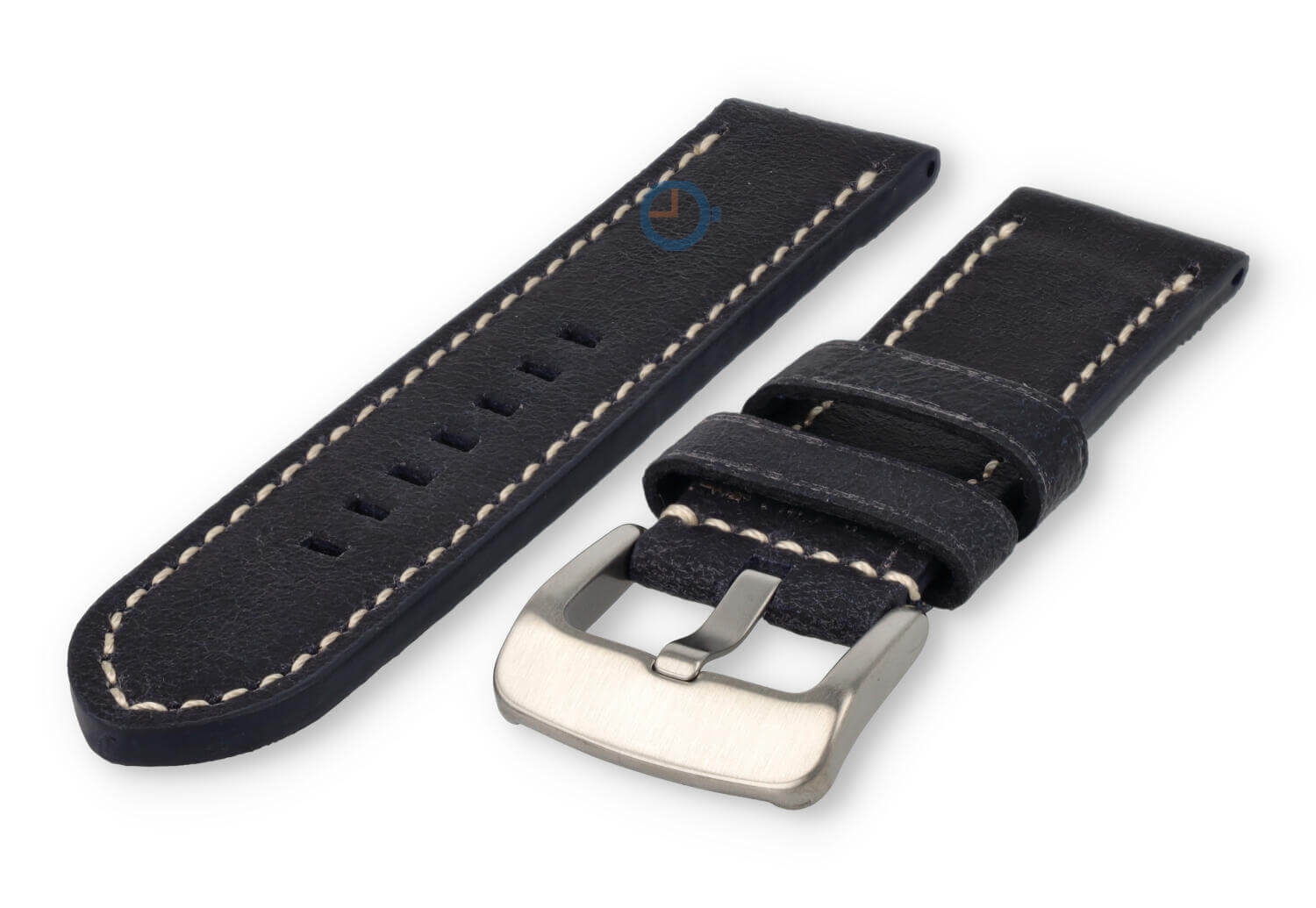Water-repellent leather watch strap - 26mm - dark blue