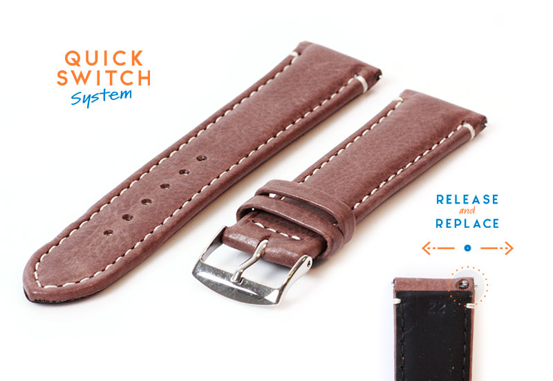 Watchstrap 22mm brown calf leather