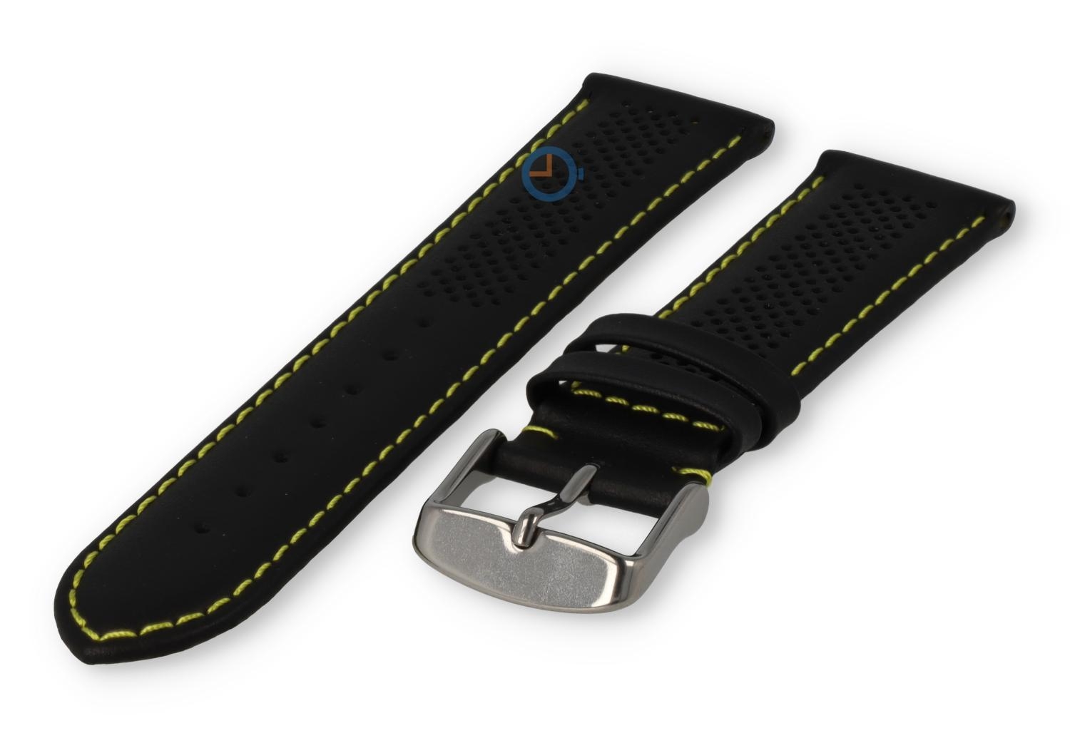 22mm hybrid strap - black with yellow