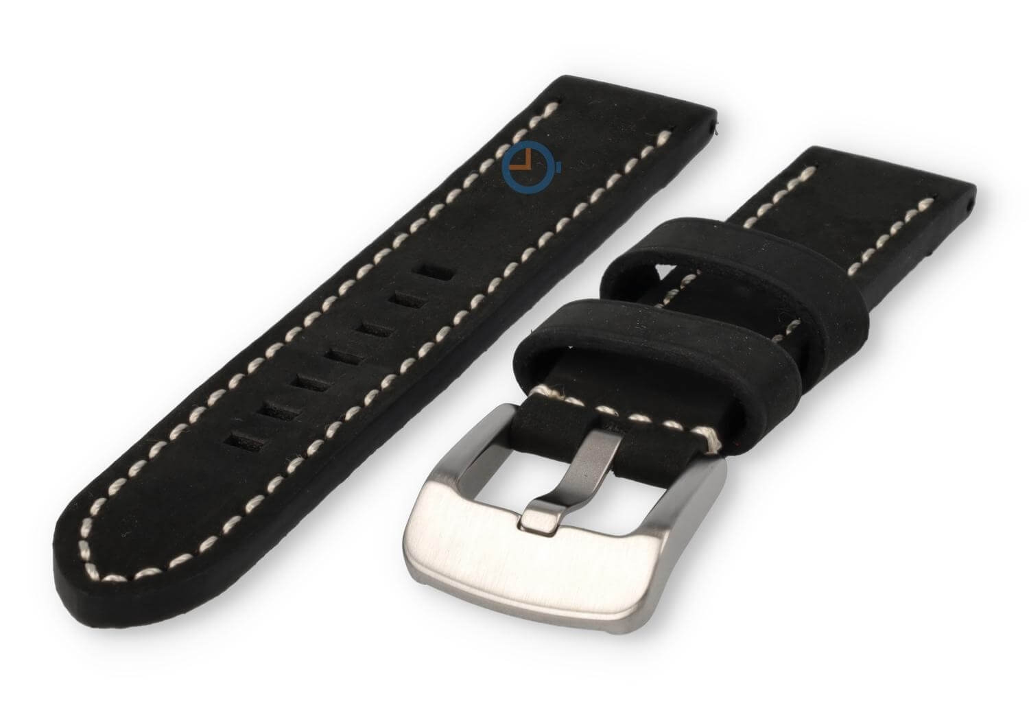 Water-repellent leather watch strap - 20mm - black