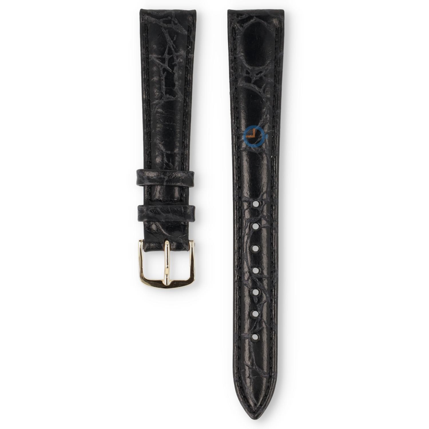 Universal 15mm black leather watch strap - Pulsar