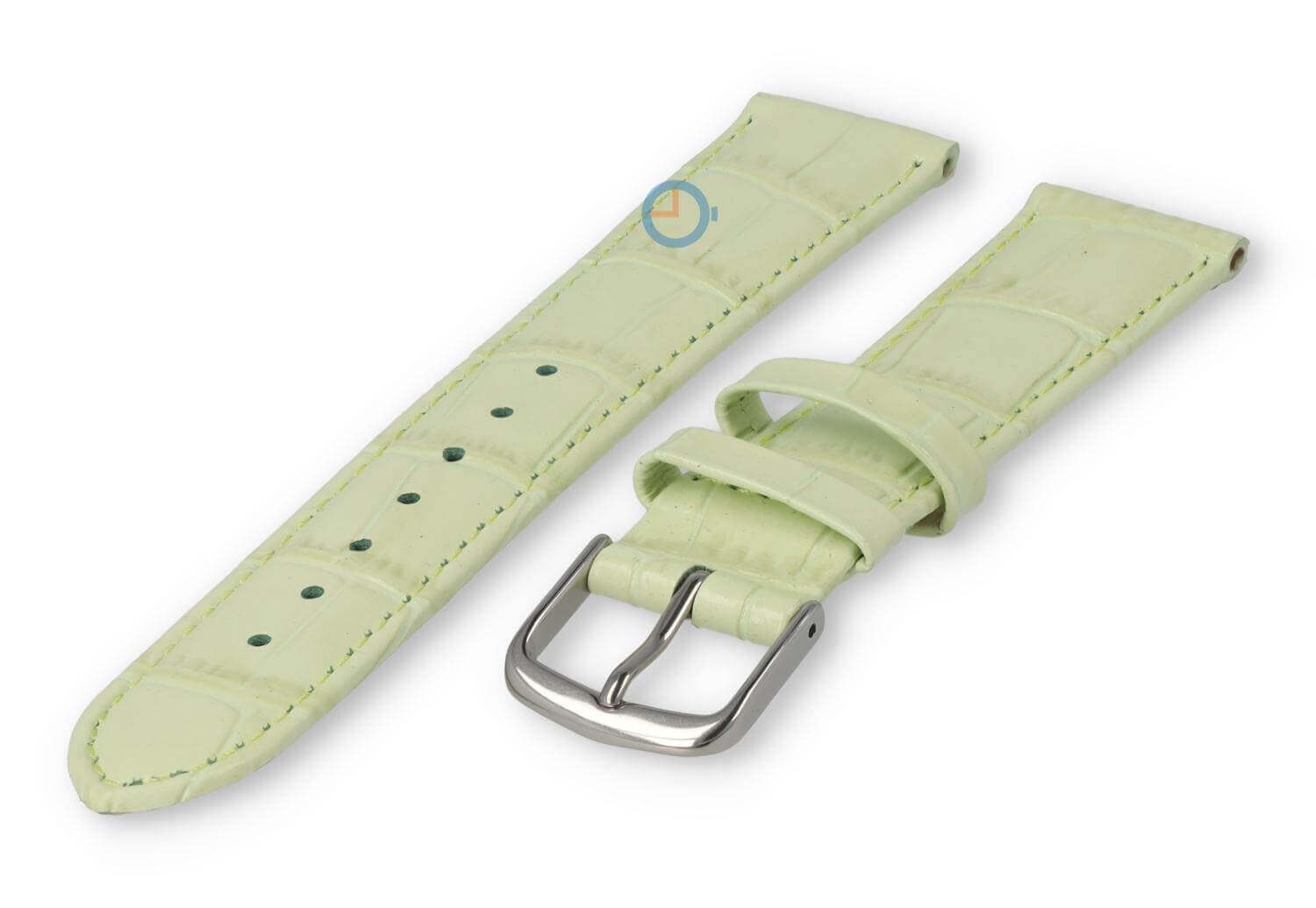 croc-print leather strap - 18mm - pastel green