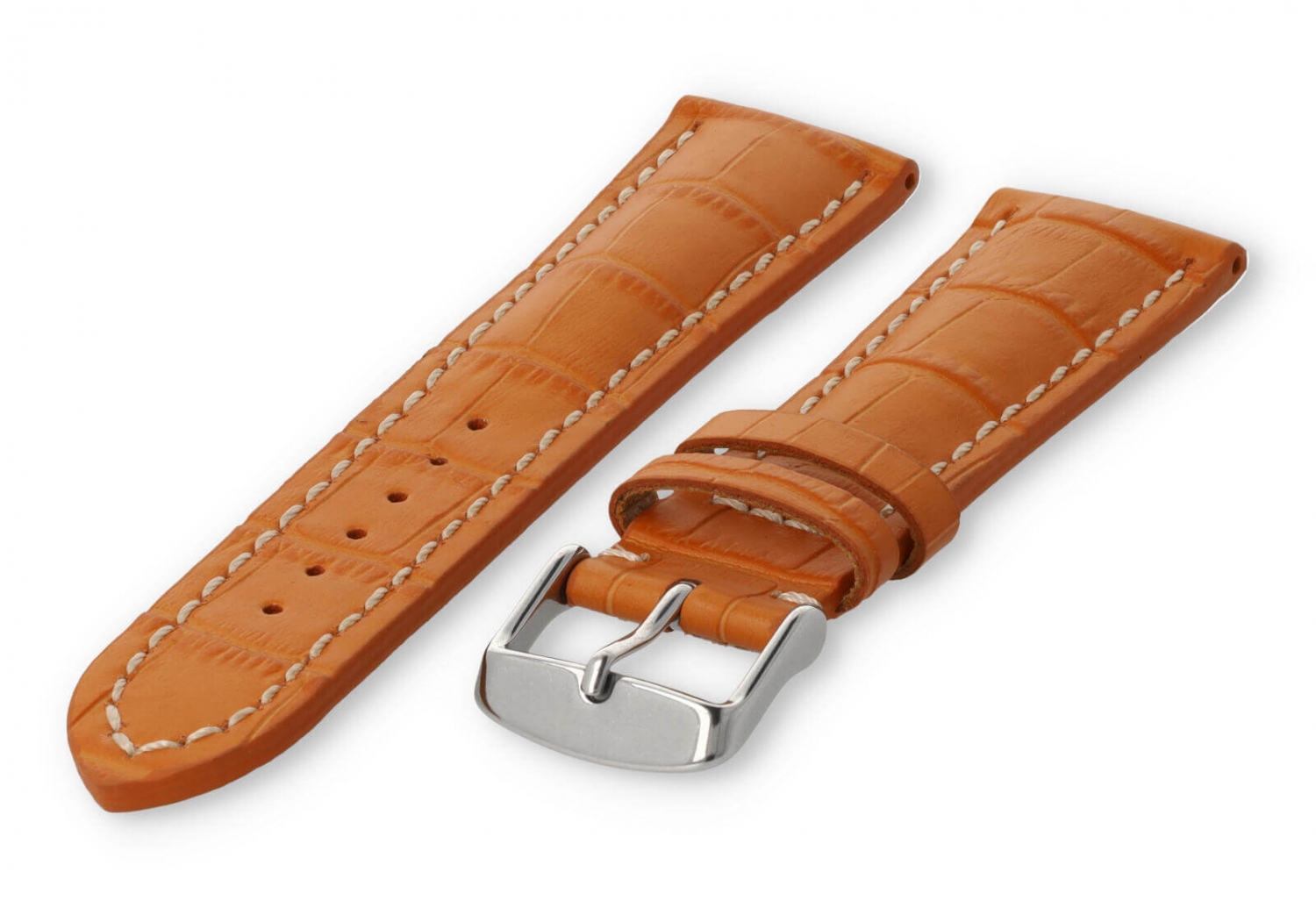 Watch band with crocoprint 24mm orange leather