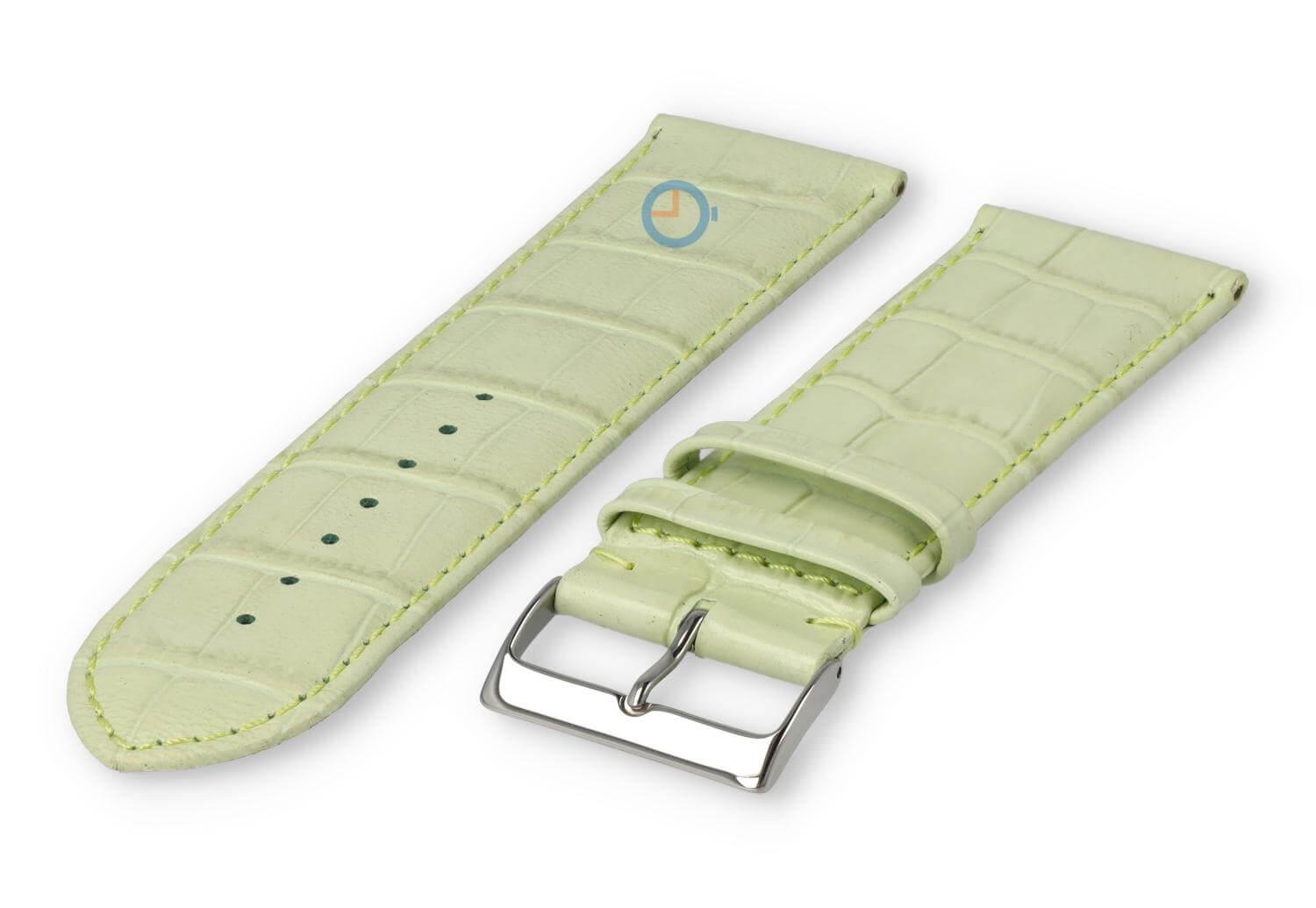 Calfskin XL strap with croco embossing - 28mm - pastel green