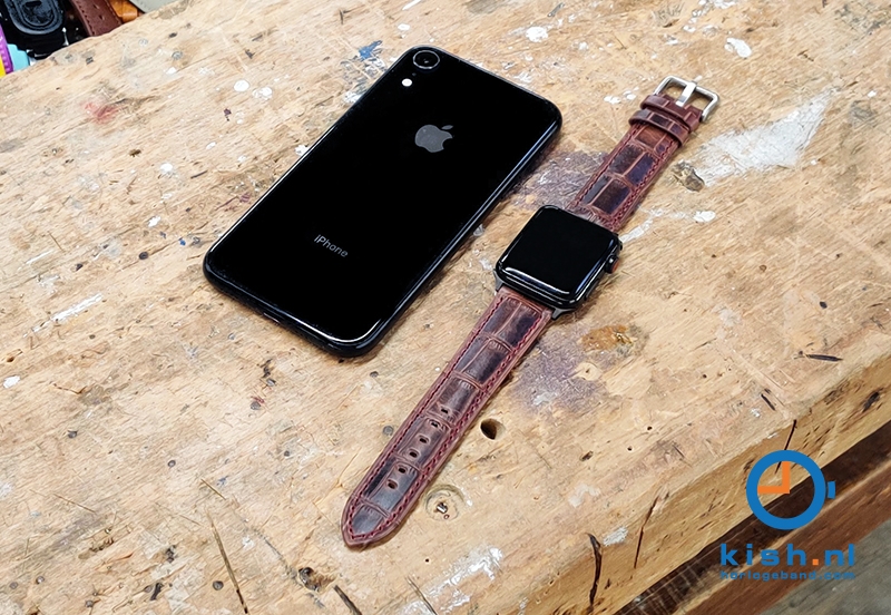 Apple Watch bandje croco leer lichtbruin - 42/44/45mm