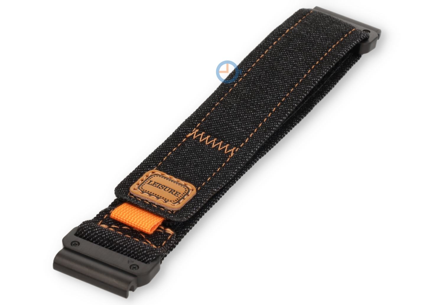 Black denim Garmin Fenix wrist strap - 22mm - hook-and-loop