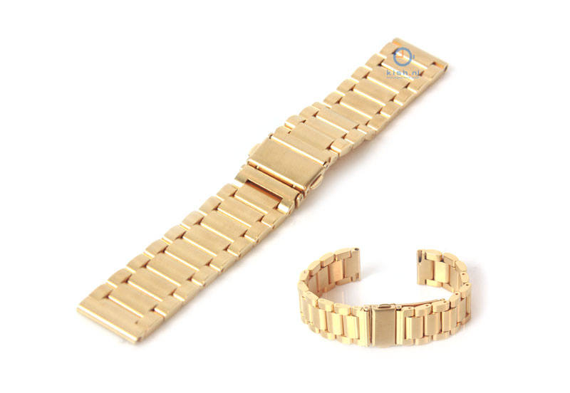 Watchstrap 18mm stainless steel matt gold