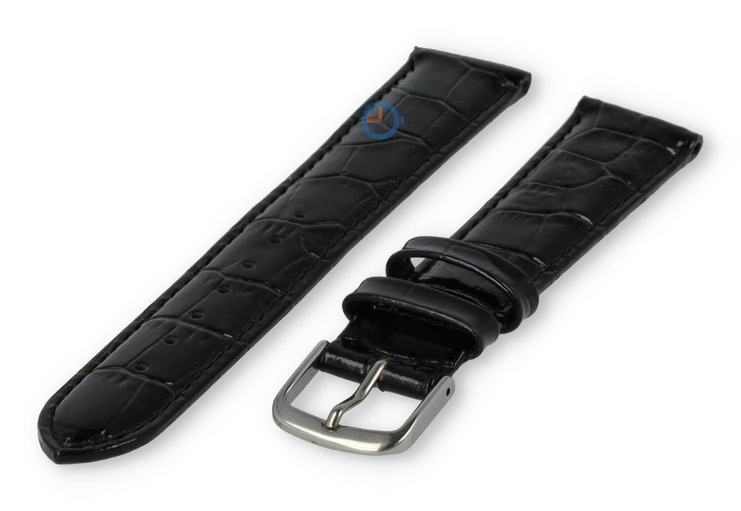 Leather strap with frizzled print - 16mm - black