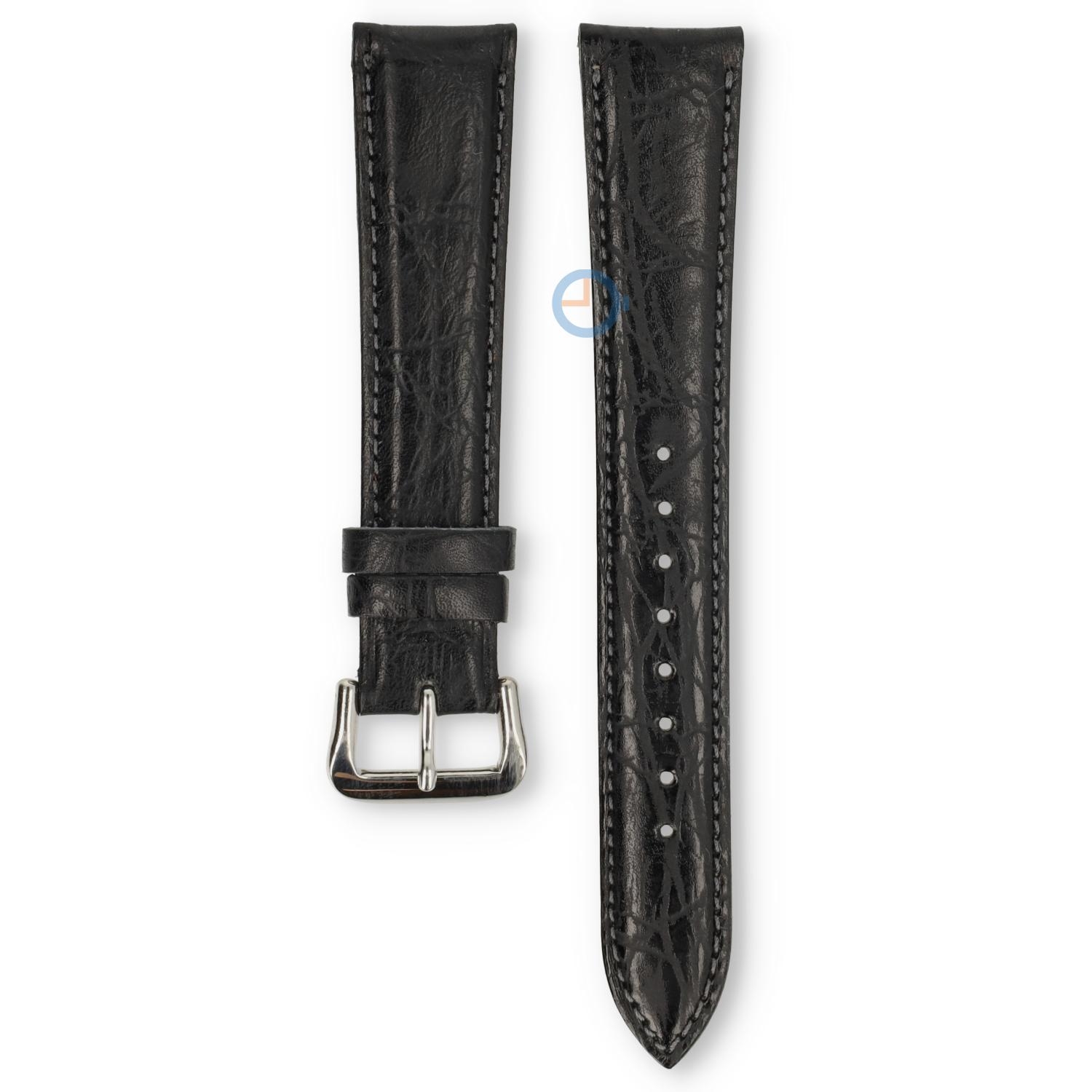 Universal 18mm black leather watch strap - Seiko
